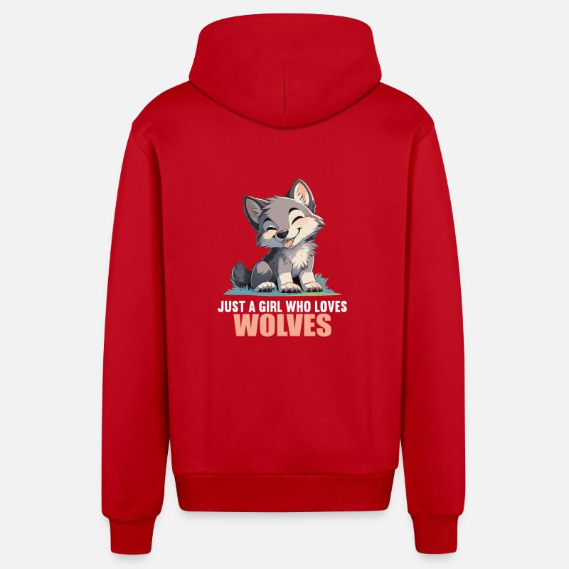 Loups Loup - Veste à capuche bio décontractée fabriquée en UE - rouge