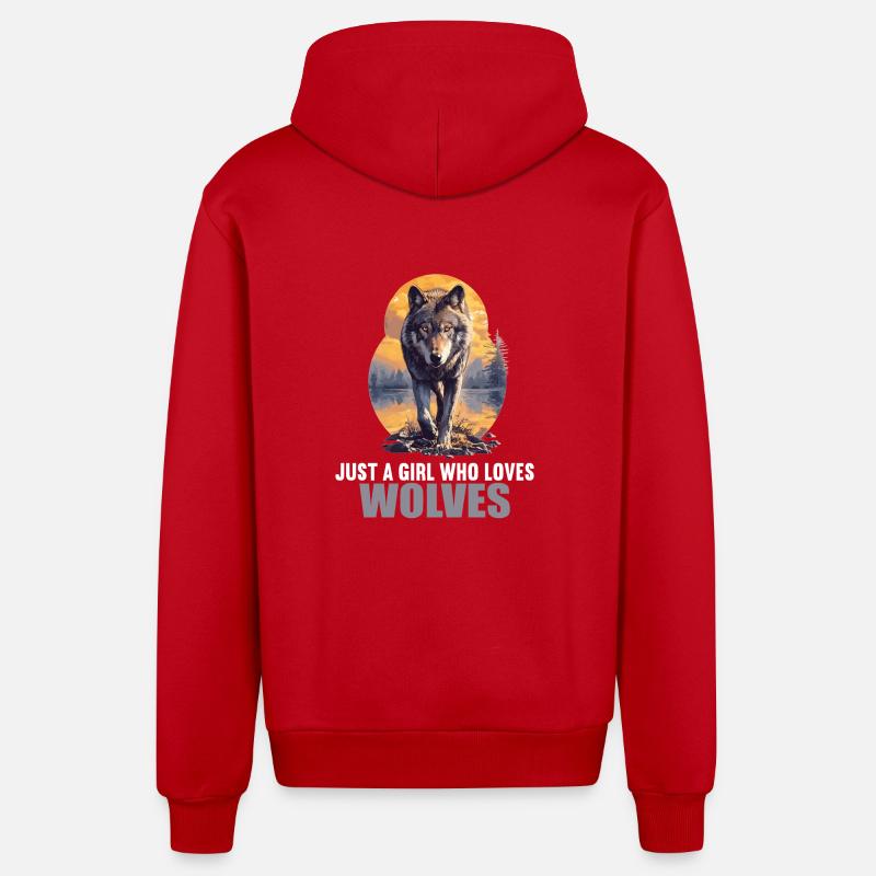 Loups Loup - Veste à capuche bio décontractée fabriquée en UE - rouge