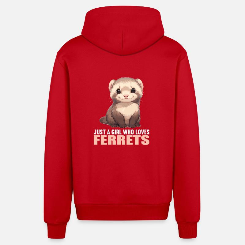 Furet Frettchen - Veste à capuche bio décontractée fabriquée en UE - rouge