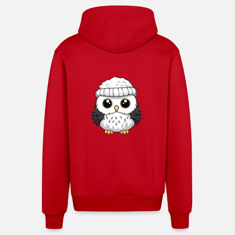 Eule Winter Tier Baby Comic - Organic Relaxed Kapuzenjacke Made in EU - Rot