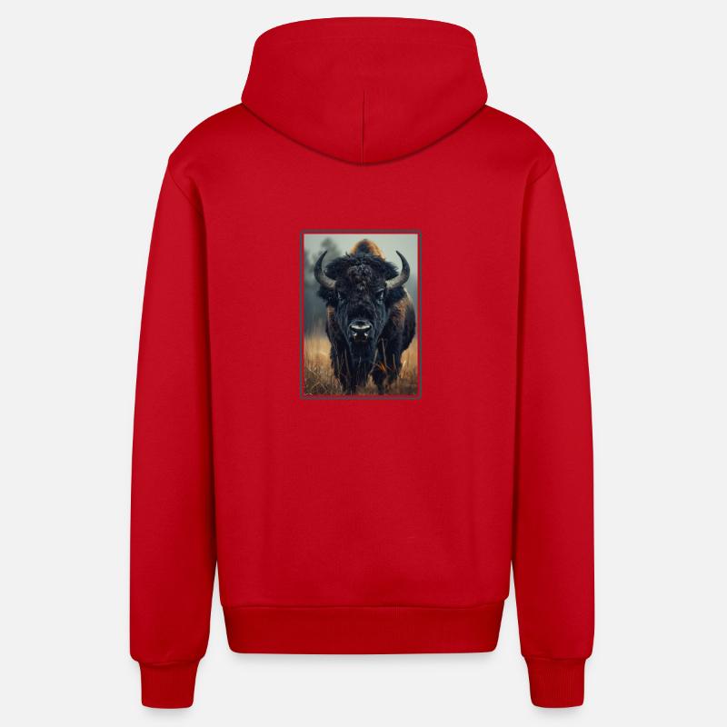 Bisons Bison - Veste à capuche bio décontractée fabriquée en UE - rouge