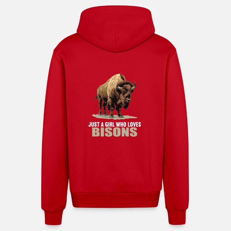 Bisons Bison - Veste à capuche bio décontractée fabriquée en UE - rouge
