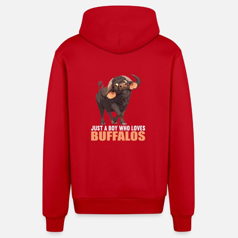 Buffles Buffalo Büffel - Veste à capuche bio décontractée fabriquée en UE - rouge