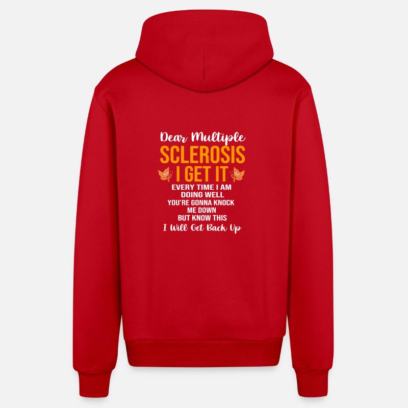 Multiple Sclerosis MS - Organic Relaxed Hooded Jacket Made in EU - red