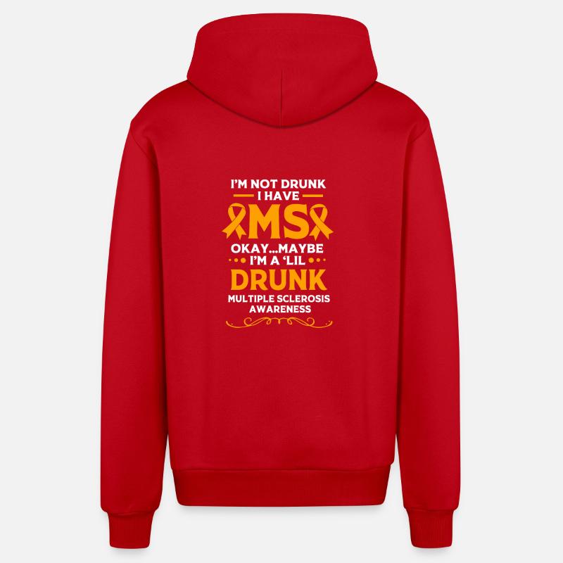 Multiple Sclerosis MS - Organic Relaxed Hooded Jacket Made in EU - red