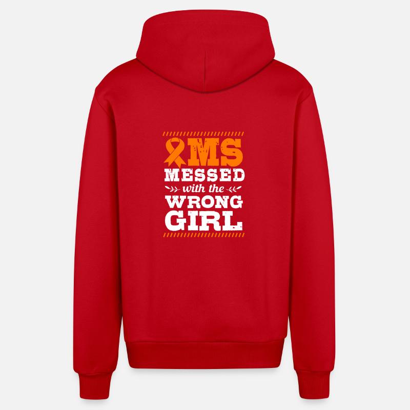 Multiple Sclerosis MS - Organic Relaxed Hooded Jacket Made in EU - red