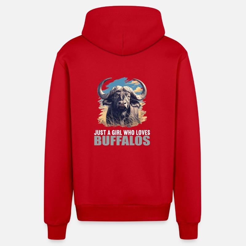 Buffles Buffalo Büffel - Veste à capuche bio décontractée fabriquée en UE - rouge
