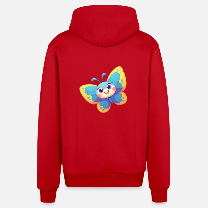 papillon papillons papillon papillon - Veste à capuche bio décontractée fabriquée en UE - rouge