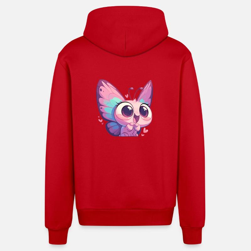 papillon papillons papillon papillon - Veste à capuche bio décontractée fabriquée en UE - rouge