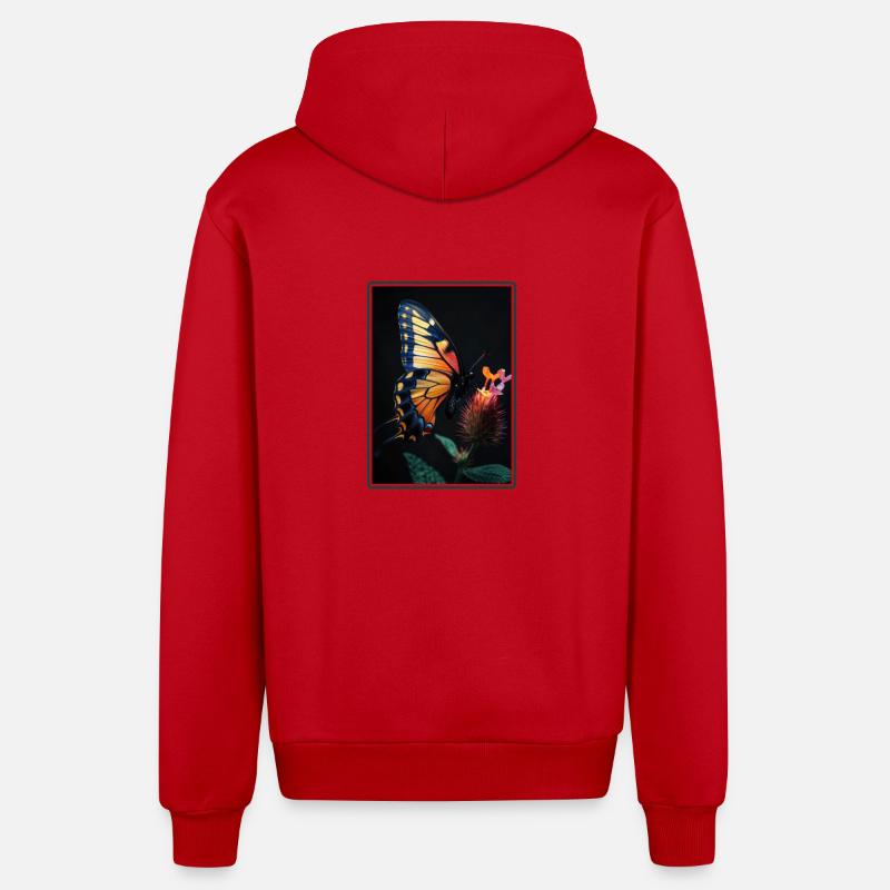 papillon papillons papillon papillon - Veste à capuche bio décontractée fabriquée en UE - rouge