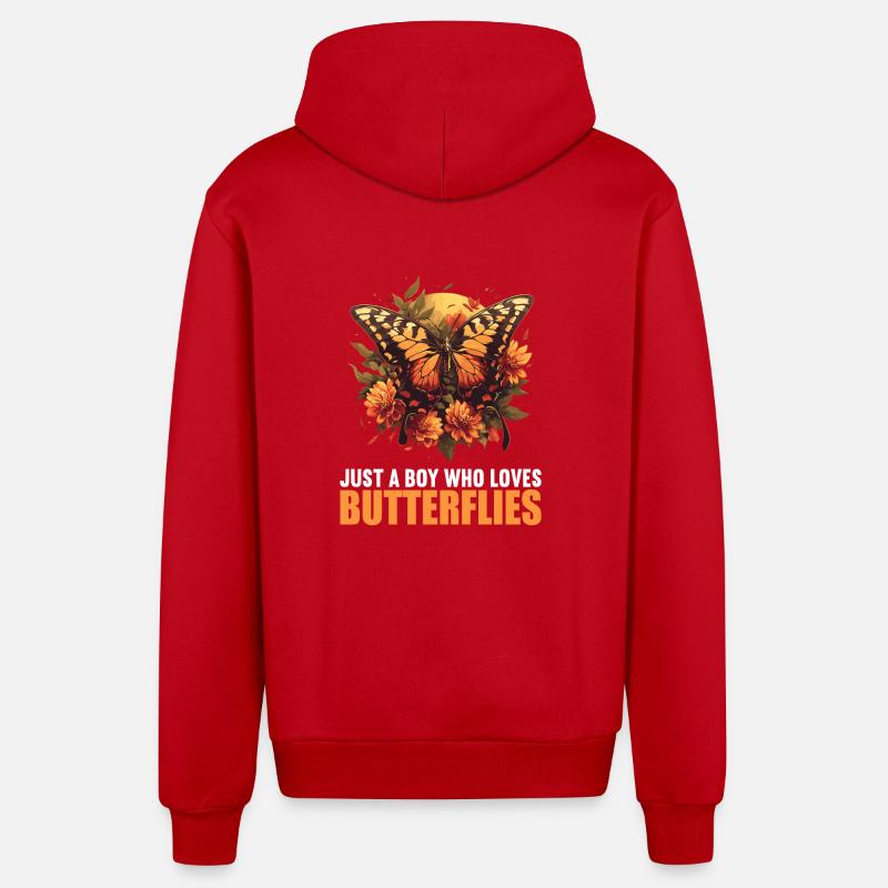 papillon papillons papillon papillon - Veste à capuche bio décontractée fabriquée en UE - rouge