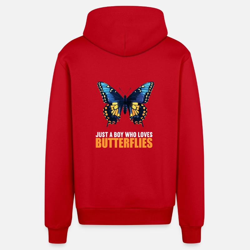 papillon papillons papillon papillon - Veste à capuche bio décontractée fabriquée en UE - rouge