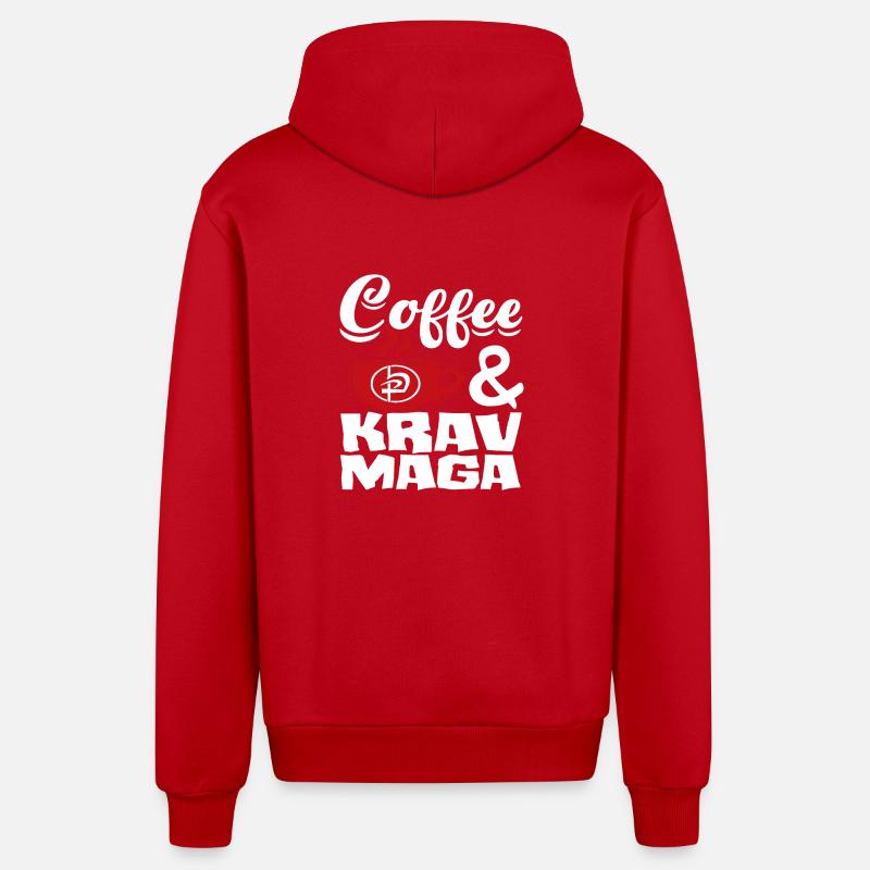 Café Krav Maga - Veste à capuche bio décontractée fabriquée en UE - rouge