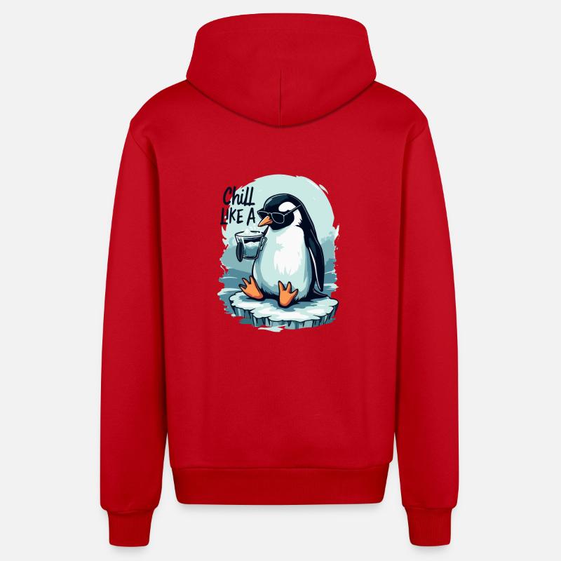 PINGOUIN - Veste à capuche bio décontractée fabriquée en UE - rouge