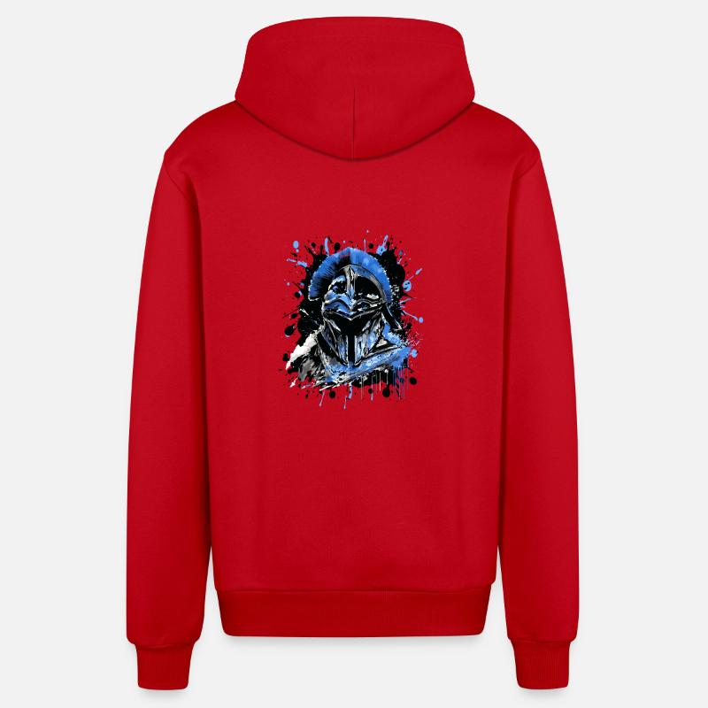 Sparta Helmet Mythology - Organic Relaxed Hooded Jacket Made in EU - red