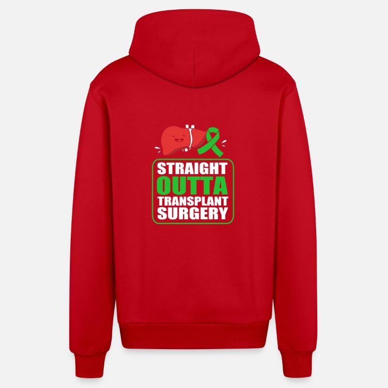 Maladie du foie - Veste à capuche bio décontractée fabriquée en UE - rouge