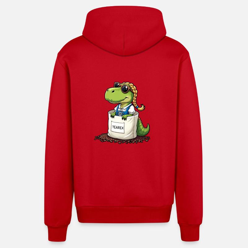 Tea Rex Dinosaurier traditionellen Dir Tee - Organic Relaxed Kapuzenjacke Made in EU - Rot
