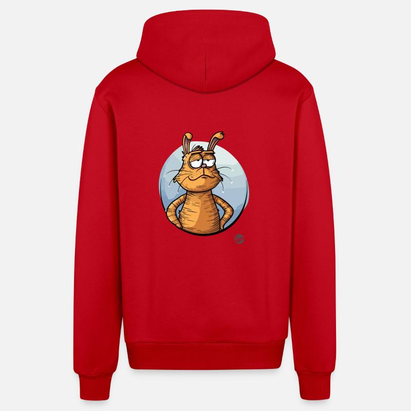 Lapin de dessin animé cool - Veste à capuche bio décontractée fabriquée en UE - rouge