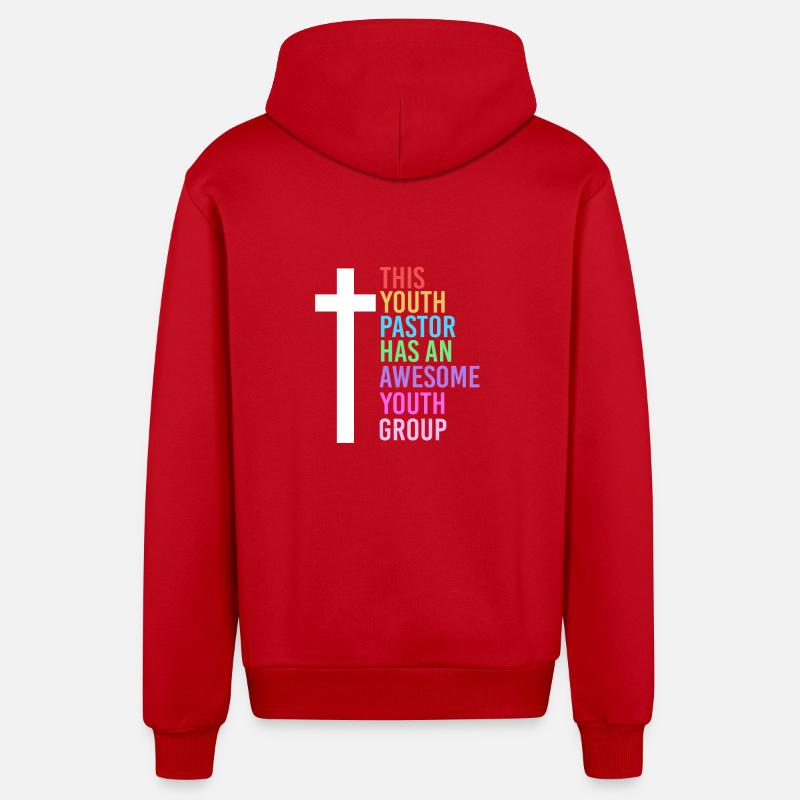 Pasteur des jeunes - Veste à capuche bio décontractée fabriquée en UE - rouge