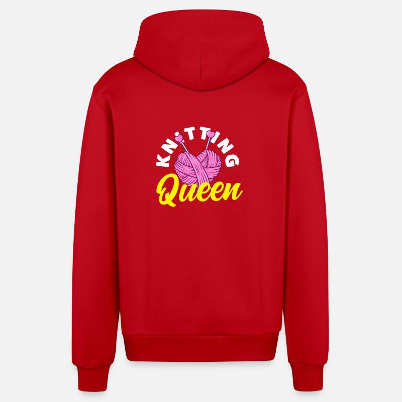 Tricot Queen Coeur Design - Veste à capuche bio décontractée fabriquée en UE - rouge
