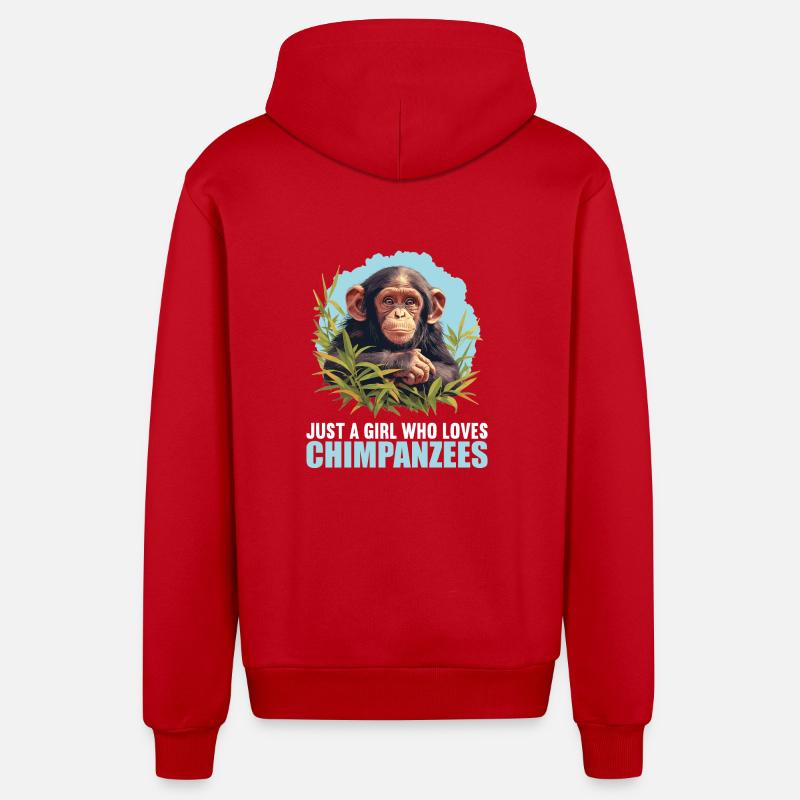 Chimpanzé Schimpansen Schimpanse - Veste à capuche bio décontractée fabriquée en UE - rouge