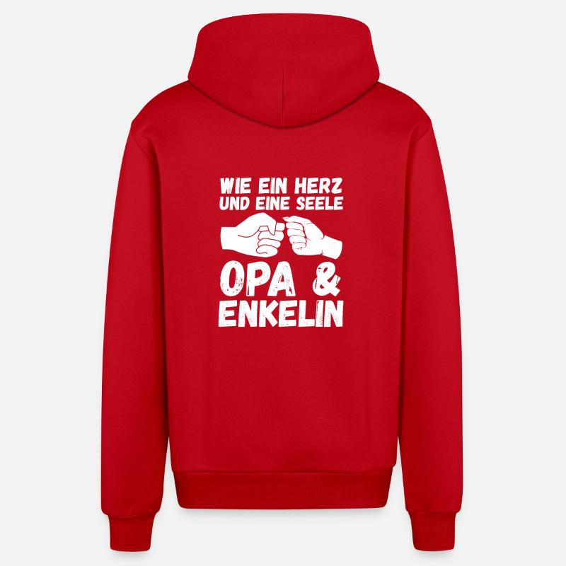 Papi et petit-fils - Veste à capuche bio décontractée fabriquée en UE - rouge