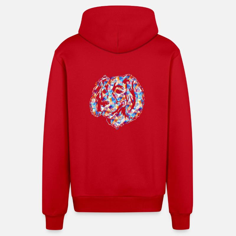 Boykin Spaniel Geometric - Organic Relaxed Hooded Jacket Made in EU - red