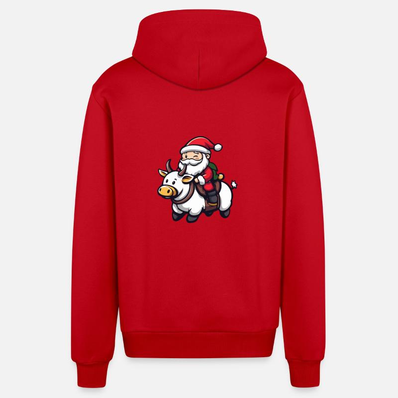 Vache Père Noël - Veste à capuche bio décontractée fabriquée en UE - rouge