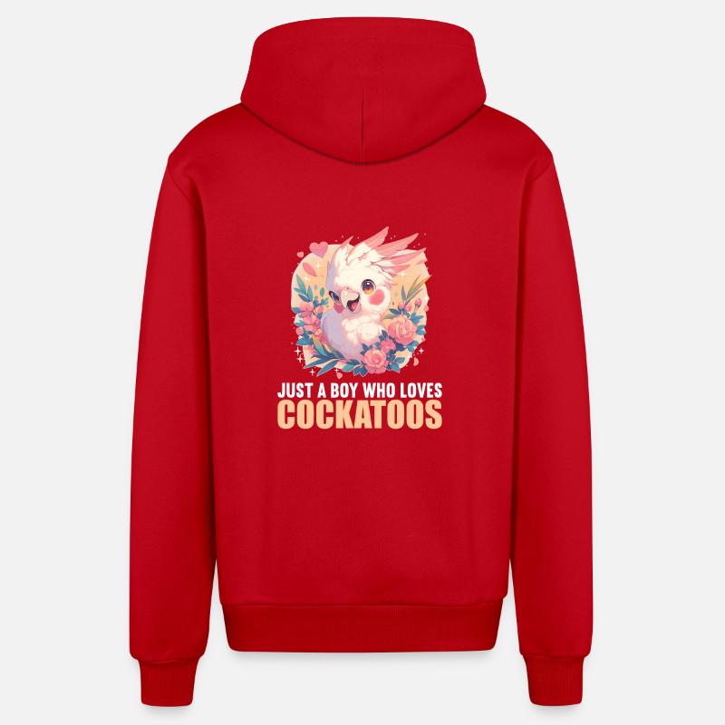 Cacatoès Cacatoès Cacatoès - Veste à capuche bio décontractée fabriquée en UE - rouge