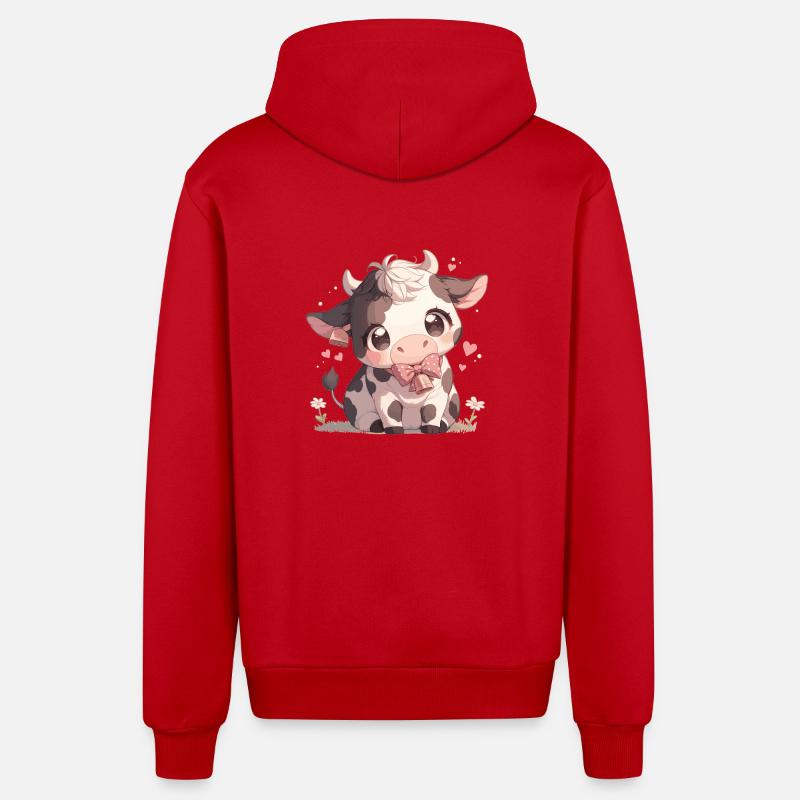 Vaches Vache - Veste à capuche bio décontractée fabriquée en UE - rouge