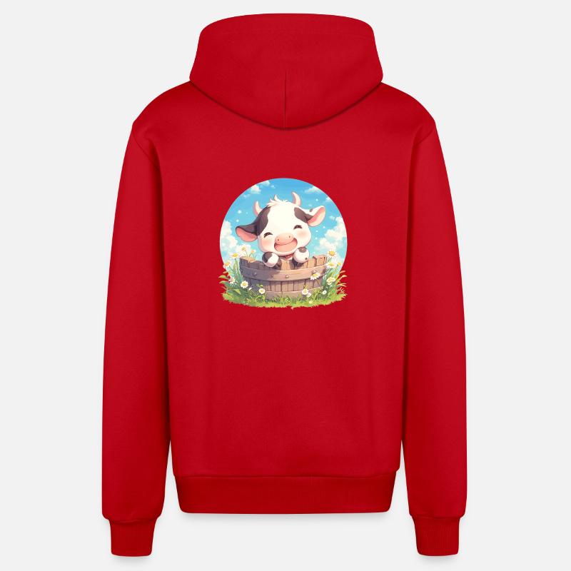 Vaches Vache - Veste à capuche bio décontractée fabriquée en UE - rouge