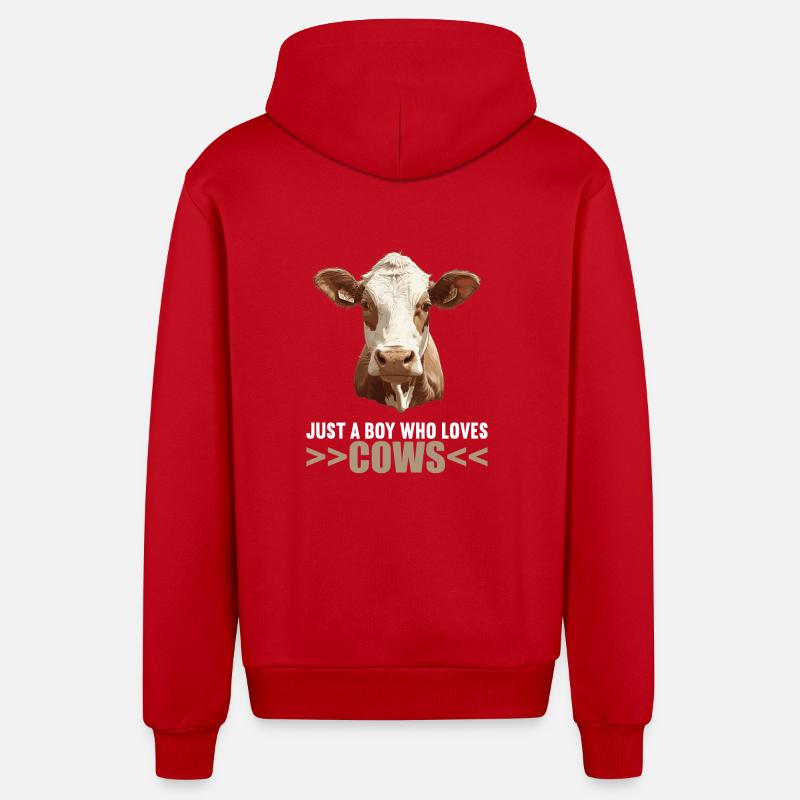 Vaches Vache - Veste à capuche bio décontractée fabriquée en UE - rouge