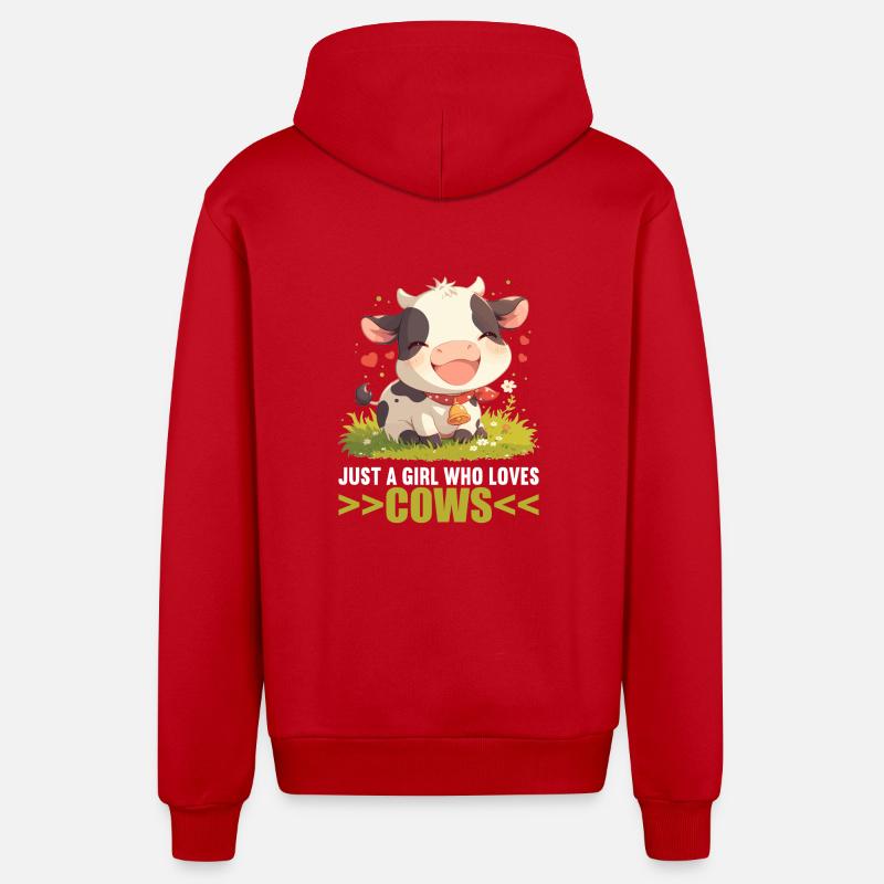 Vaches Vache - Veste à capuche bio décontractée fabriquée en UE - rouge