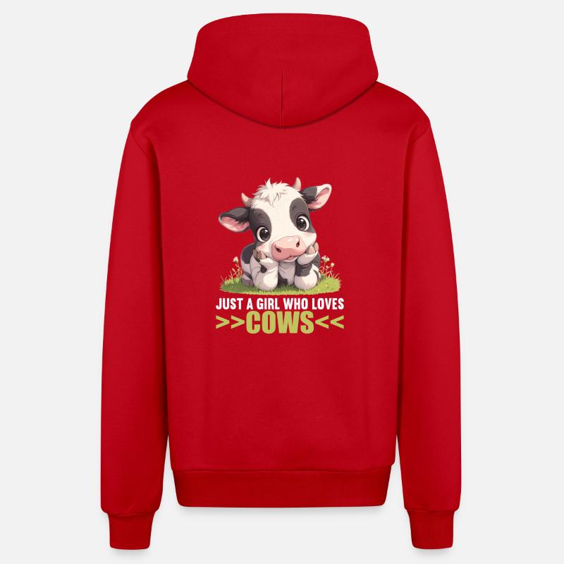 Vaches Vache - Veste à capuche bio décontractée fabriquée en UE - rouge