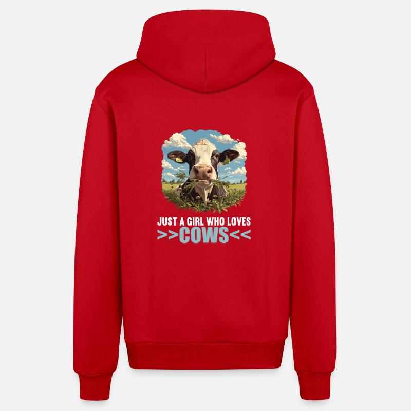 Vaches Vache - Veste à capuche bio décontractée fabriquée en UE - rouge