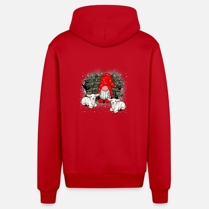 Saint-Nicolas Noël Noël Noël Nain - Veste à capuche bio décontractée fabriquée en UE - rouge