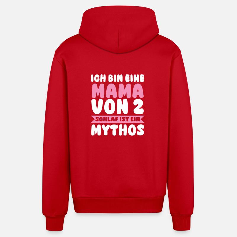 Maman de 2 enfants - Veste à capuche bio décontractée fabriquée en UE - rouge