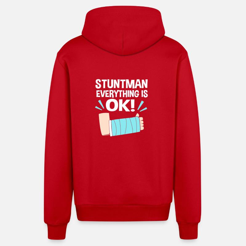 Gebrochener Arm Knochen Knochenbruch - Organic Relaxed Kapuzenjacke Made in EU - Rot
