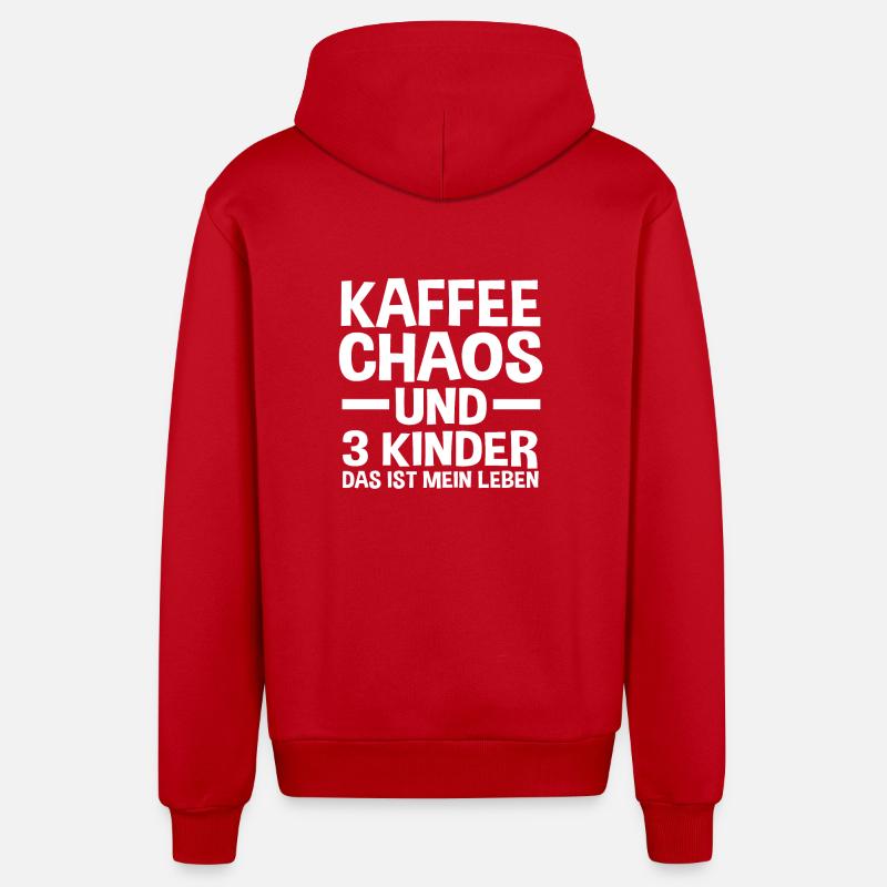 Maman de 3 enfants - Veste à capuche bio décontractée fabriquée en UE - rouge
