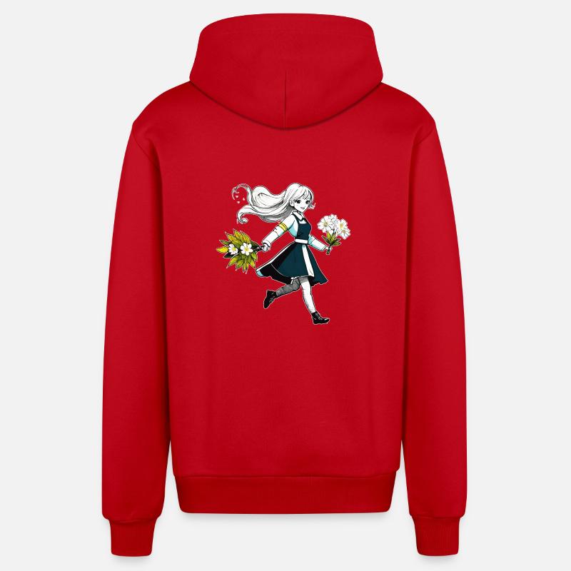 MME BLUME - Veste à capuche bio décontractée fabriquée en UE - rouge