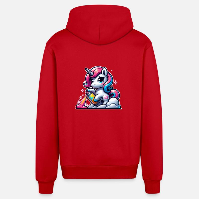 Graffiti Licorne - Veste à capuche bio décontractée fabriquée en UE - rouge