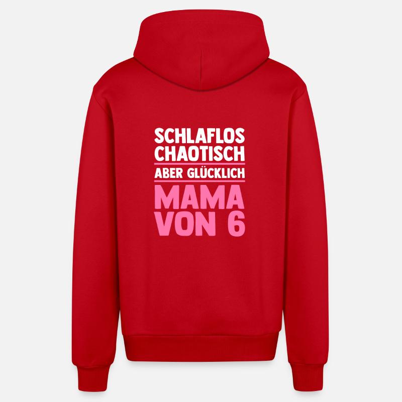 Maman de 6 enfants - Veste à capuche bio décontractée fabriquée en UE - rouge