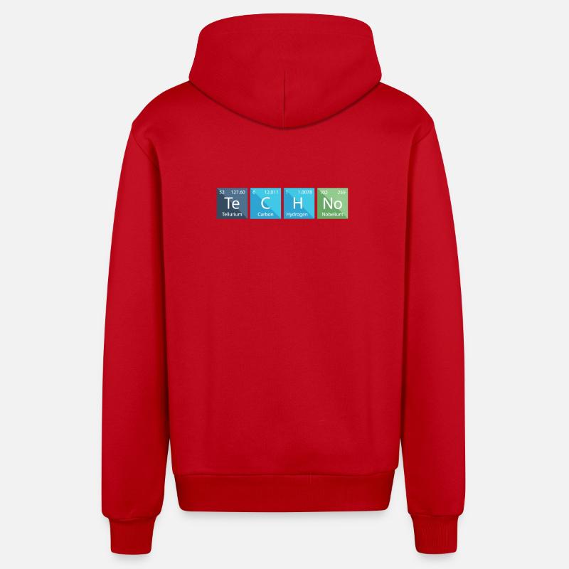 Techno Lover Tableau périodique Chimie - Veste à capuche bio décontractée fabriquée en UE - rouge