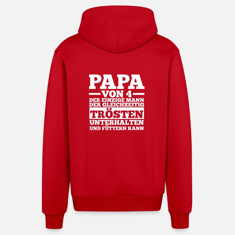 Père de 4 enfants - Veste à capuche bio décontractée fabriquée en UE - rouge