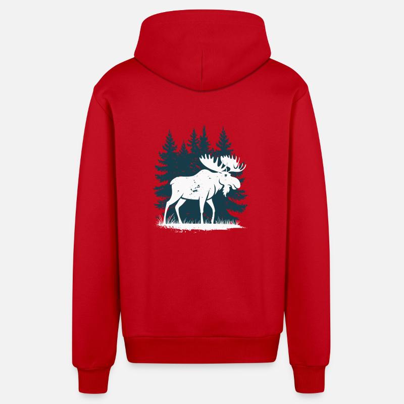 Elch - Organic Relaxed Kapuzenjacke Made in EU - Rot