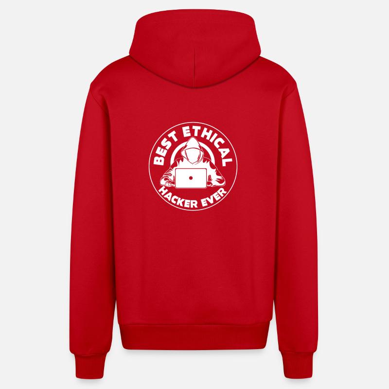 Ethical Hacker Cybersecurity Expertise - Organic Relaxed Hooded Jacket Made in EU - red