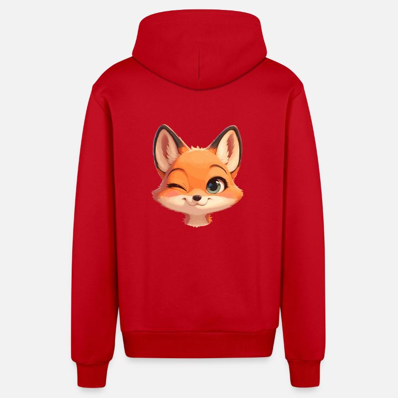 Renards Renard - Veste à capuche bio décontractée fabriquée en UE - rouge