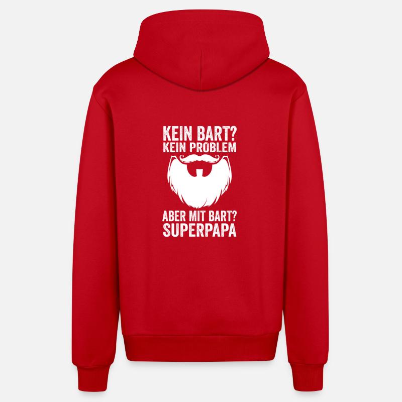 Papa avec une barbe - Veste à capuche bio décontractée fabriquée en UE - rouge
