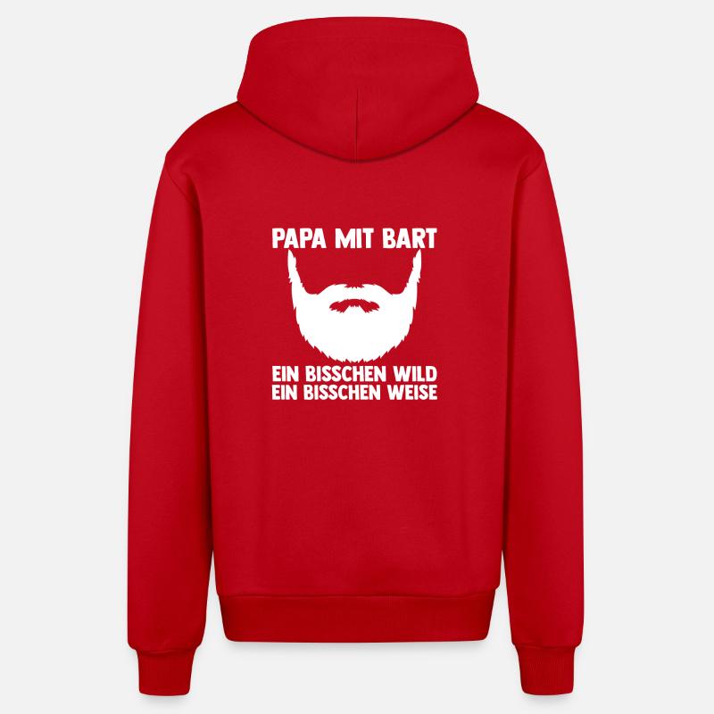 Papa Mit Bart - Organic Relaxed Kapuzenjacke Made in EU - Rot