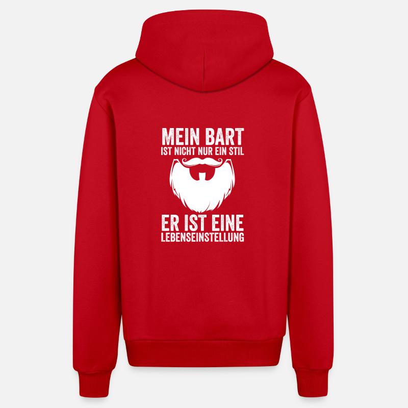 Bearded Bearded Beard - Organic Relaxed Hooded Jacket Made in EU - red